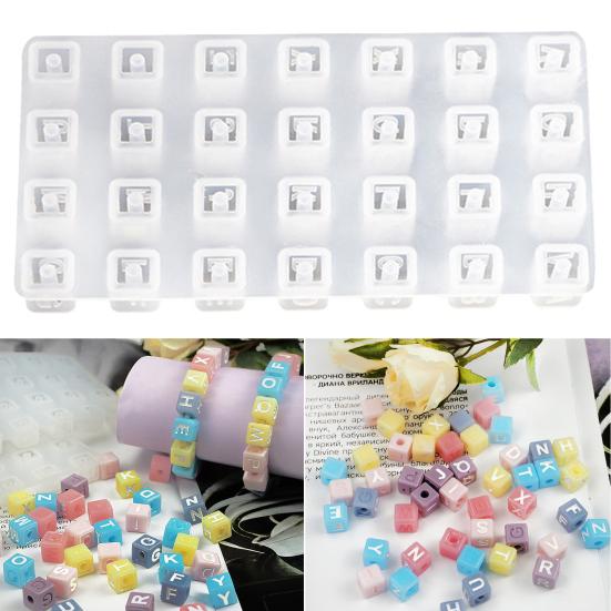 2 шт./компл., современные устойчивые к коррозии антипригарные антидеформированные квадратные буквы с бусинами, эпоксидная форма, инструмент для рукоделия, смола