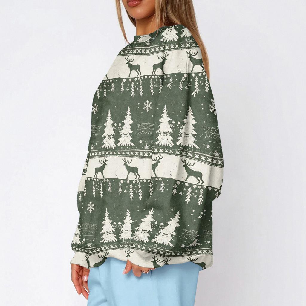 Women's Trendy Christmas Graphic Crewneck Sweatshirt Lightweight Casual Pullover Top for Holiday