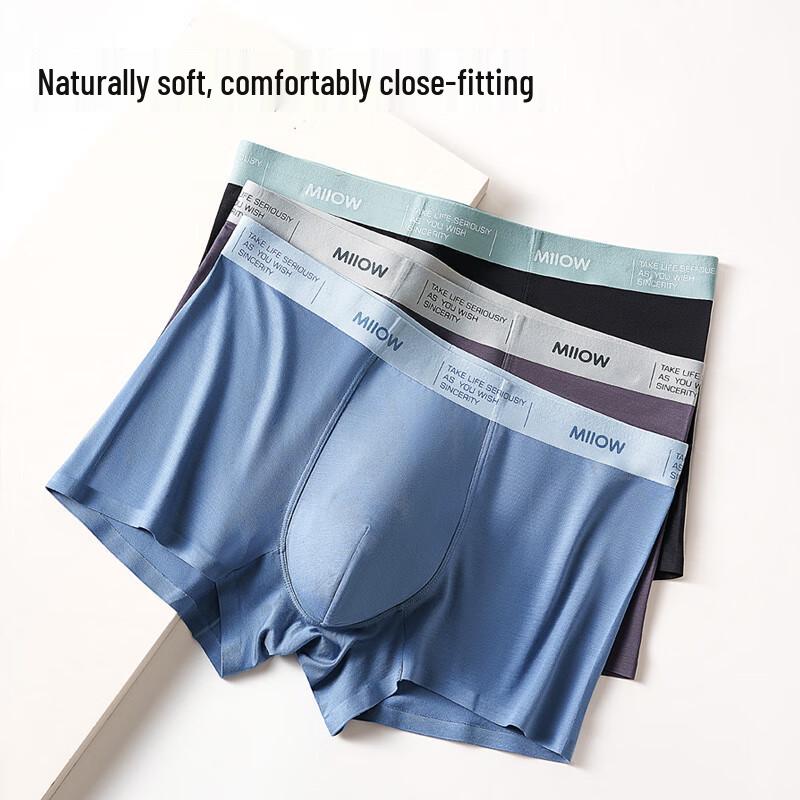 MIIOW Мужские антибактериальные бесшовные модальные боксеры-брифы из 7A шелка, 4 штуки