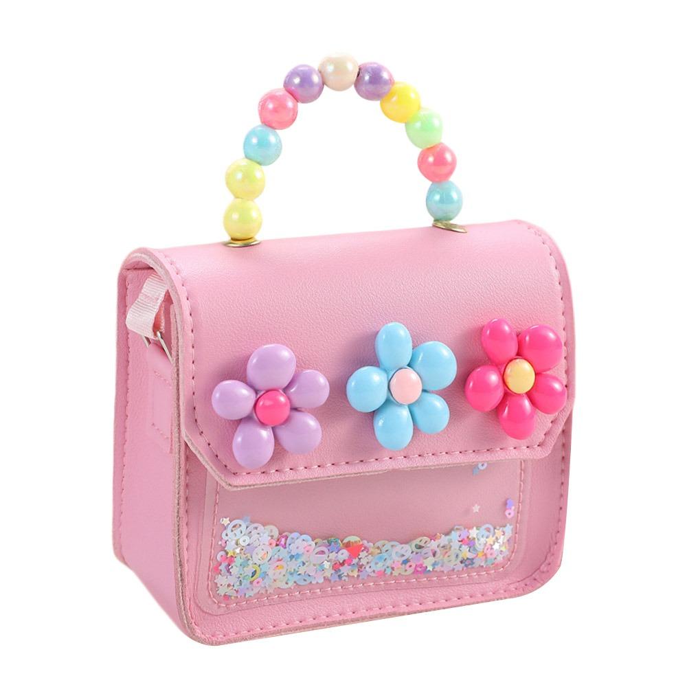 Милые цветы Детские сумочки Сумка-мессенджер Милые девочки Жемчужная Блестящая Детская Сумка через плечо Мультяшные Сумки через плечо из ПУ кожи