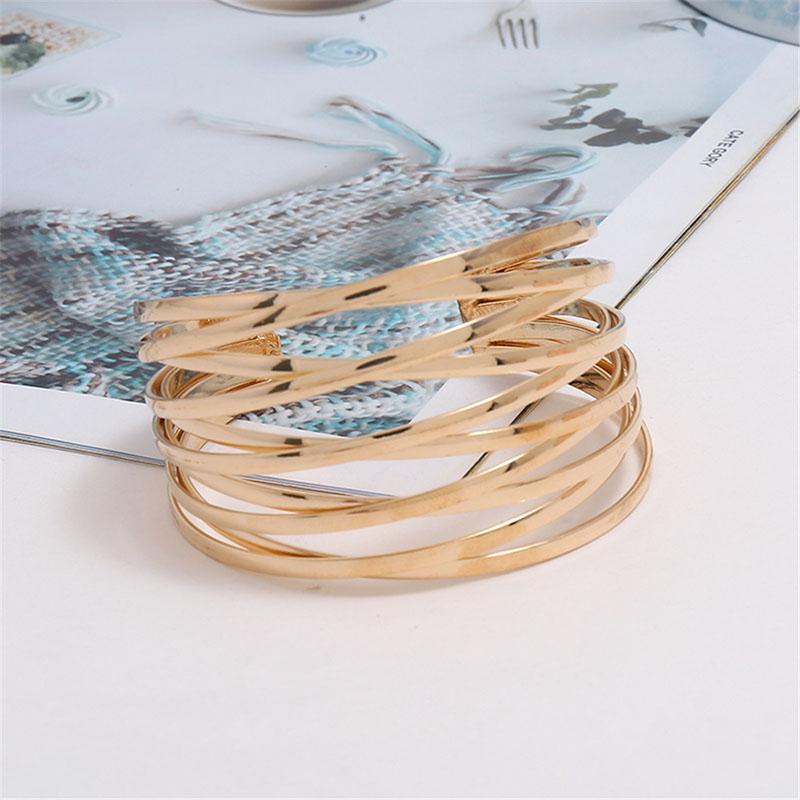 Punk Fashion Metal Cuff Bangles for Women Retro Personality Exaggerated Hollow Out Geometric Bangles Party Jewelry Wholesale