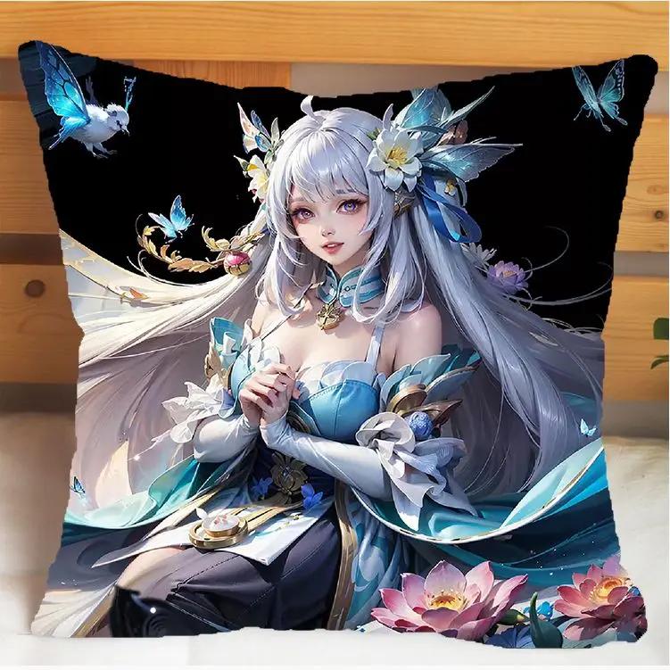 Arena of Valor Honor of Kings Xi Shi Подушка и наволочка Чехол для подушки-подушки Двусторонняя печать Плюшевые декоративные подушки 40x40см