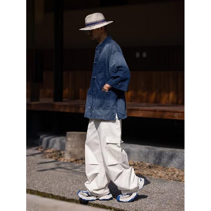 Летняя новая джинсовая куртка в китайском стиле в винтажном стиле для мужчин и женщин, свободный джинсовый топ с ретро-пуговицей