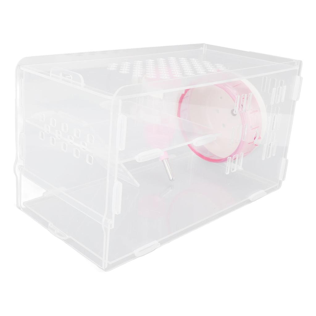 Маленький домик для хомяка, акриловый, прозрачный, бесшумные колеса, экономящий место, портативный, многофункциональный для маленьких