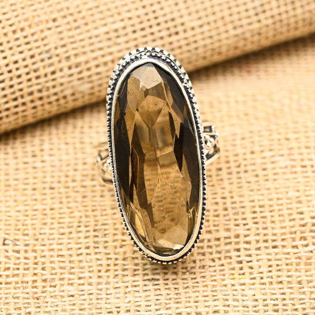 Дымчатый топаз драгоценный камень ручной работы из стерлингового серебра 925 пробы женское ювелирное кольцо для подарка на помолвку