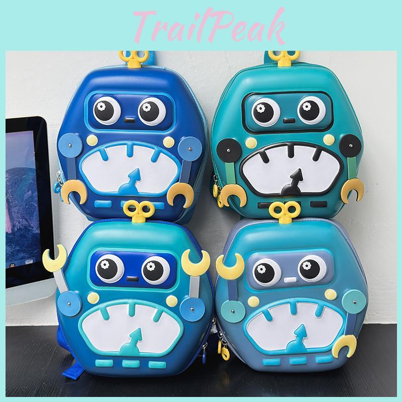Cute Eggshell Backpack With Robot Print Design For Daily Daycare Children Use
