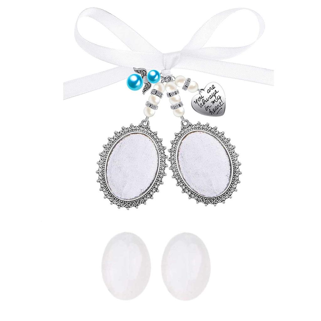 Wedding Bouquet Charm Lace Oval Bridal Bouquet Angel Charm Memorial Photo Charm You Are Always In My Heart Charm MIT