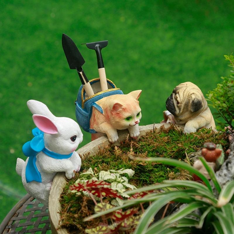 Милый подвесной лазающий кролик 3D фигурки кошек Декор для лазания Садовый декор