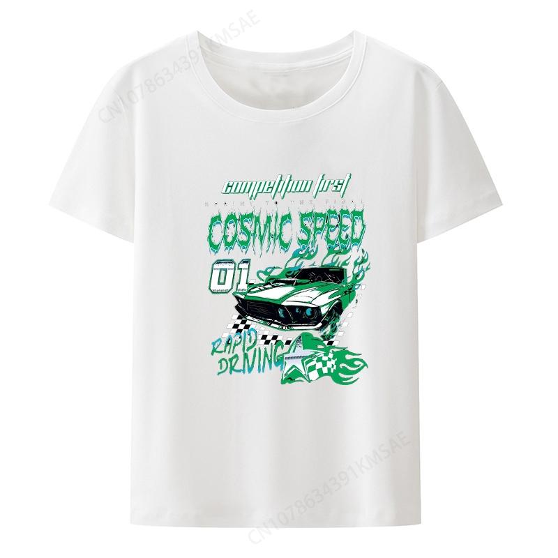 Unisexs Casual Letter Car Print Short Sleeve T Shirt Graphic Unique Tshirts Loose Unisex Clothing Retro Slim Street Fashion Roupas