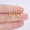 Stainless Steel Love Heart Star Stud Earrings For Women Girls Gold Color Sweet Fashion Ear Zircon Birthday Party Gift Wholesale