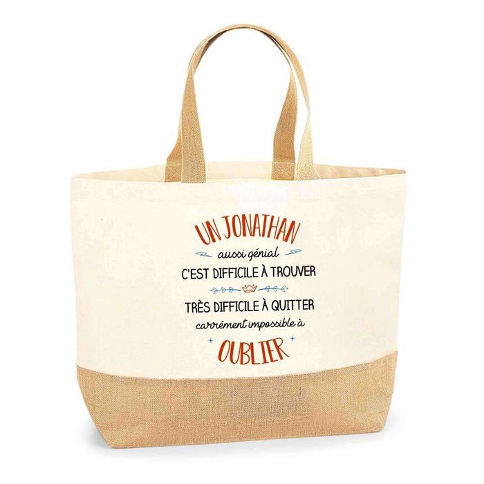 Tote bag en jute - PLANETEE - Un Johny aussi génial - Personnalisé - Fabriqué en France - Poignées solides