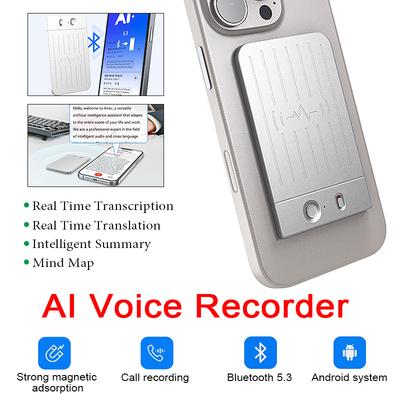 AI-диктофон 16 ГБ со светодиодным индикатором, интеллектуальная запись, транскрипция, суммирование и перевод, голосовой блокнот ChatGPT-4
