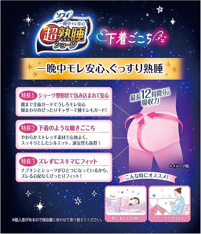 Набор трусиков Sofy Super Deep Sleep для обильных выделений 15 штук x 3 Санитарные прокладки Покупайте трусики, Выделения, S-M, (5 сумок)