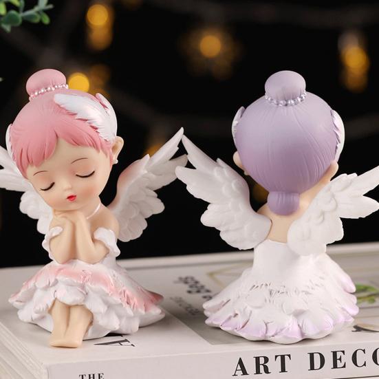 Фигурка девушки, реалистичный мультфильм, мини-автомобиль, украшение, статуя ангела, домашний декор