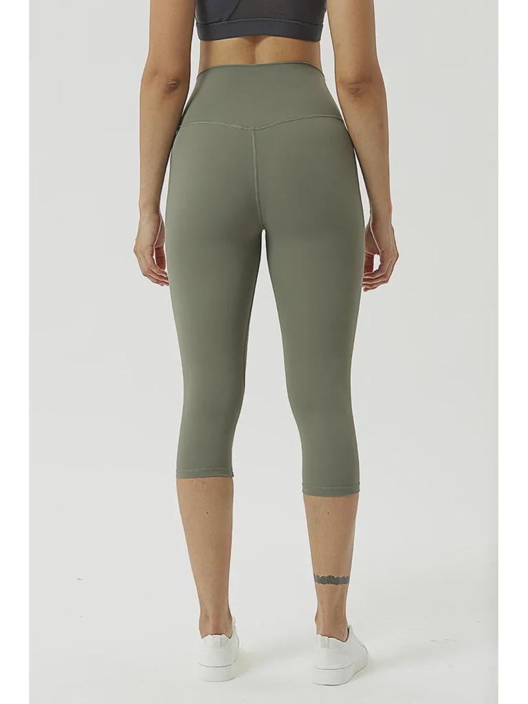 Женские двухсторонние отшлифованные штаны для йоги с высокой талией – телесного цвета, укороченные, облегающие, удобные для европейского и американского стилей