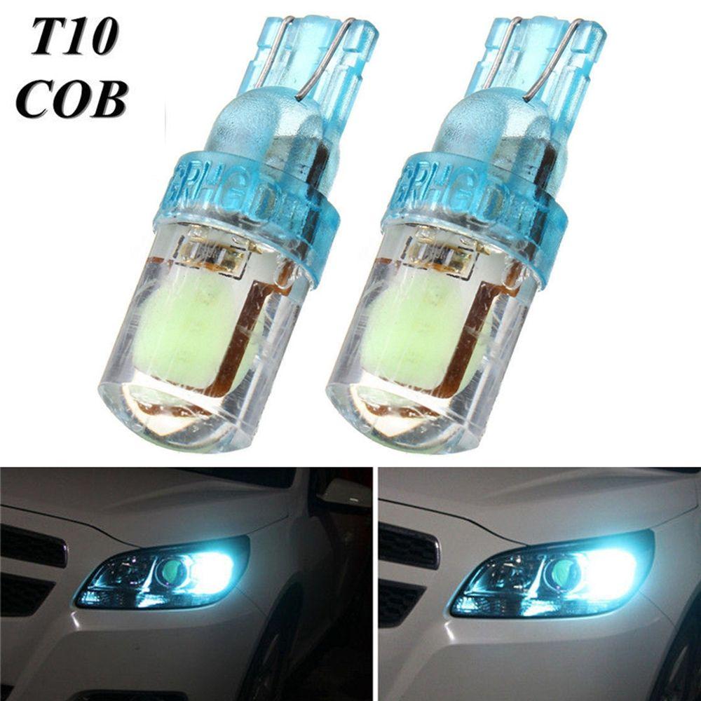 2Pcs T10 194 W5W Super Bright Lamp Silica COB LED Car License Plate Light Width Bulb Ice Blue DC 12V