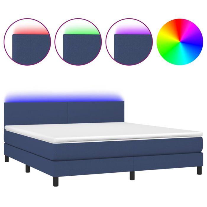 Maison Exclusive - Sommier à lattes de lit avec matelas LED Bleu 160x200 cm Tissu