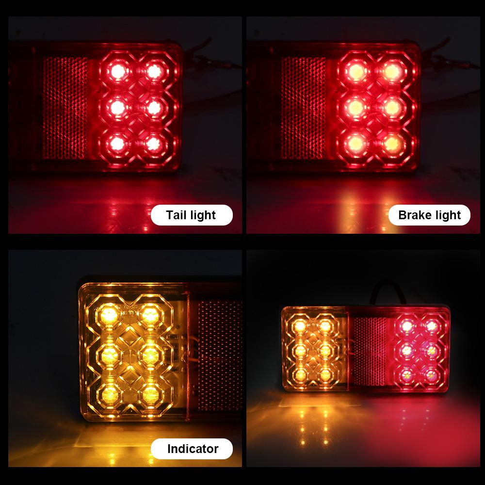 Светодиодный задний фонарь для автомобиля, грузовика, 1 пара, задний стоп-сигнал, задний фонарь для прицепа, каравана
