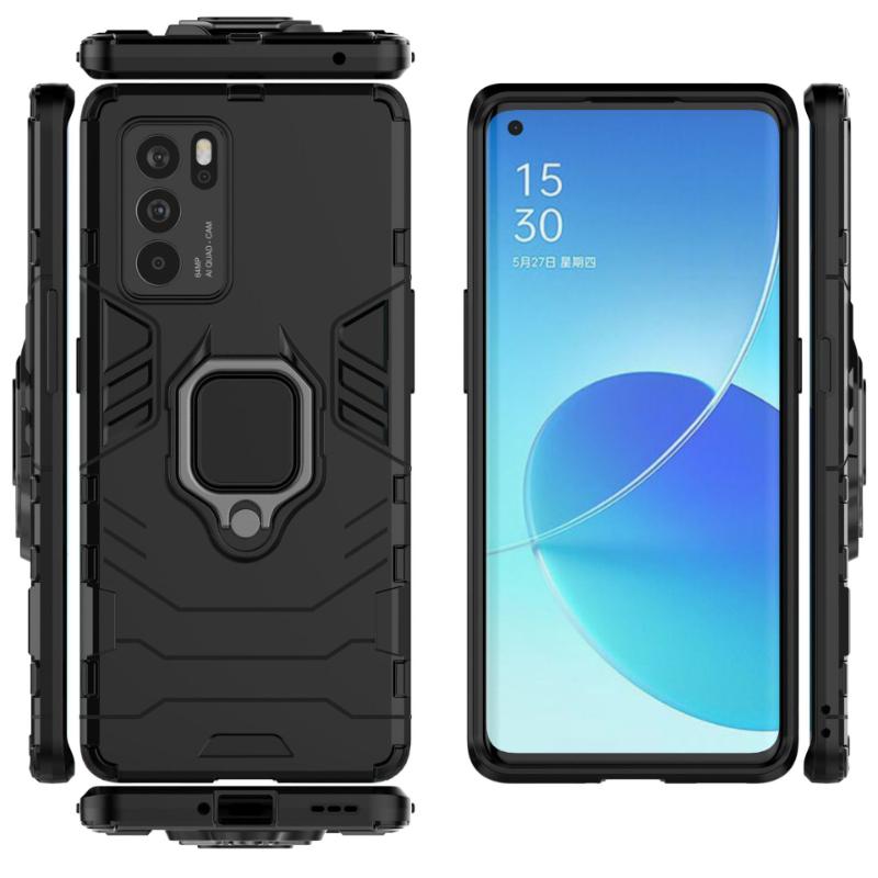 For OPPO Reno 6 Reno6 Pro Plus Back Cover Phone Case Shockproof Armor Anti-Fall Metal Ring Holder Magnetic Protect Funda Coque