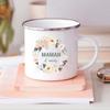 French Flower Maman Printed Mugs Enamel Mug Creative Coffee Cups Drinks Water Milk Cup Home Handle Drinkware Best Mother Gifts