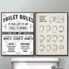Restroom Rules Heart-Shaped Toilet Paper Poster Bathroom Mural Prints Vintage Wall Picture Painting Art Modern Toilet Decoration