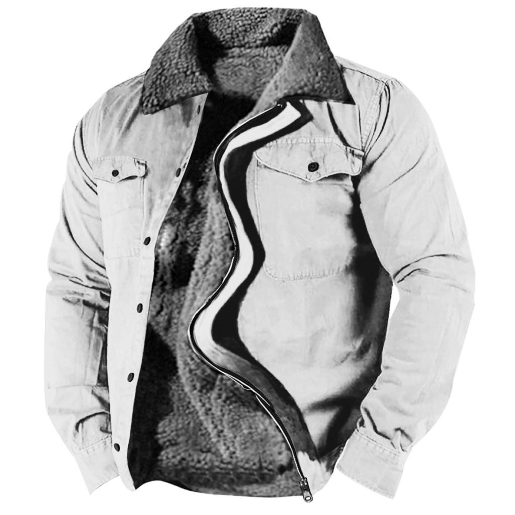 Men's Winter Halloween Casual Print Long Sleeve Button Thick Coat