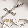 Cool Rhinestone Cross Pendant Long Necklace Men Jewelry Xmas Gift
