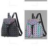 Women Bag Geometric Rhombus Laser Backpack Gradient Color Backpack Female Shoulder Bag Messenger Bag