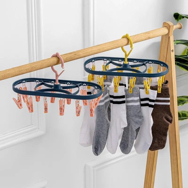 12 Clip Windproof & Non-slip Space-saving Clothes Shelf Shelf Shelf Shelf Dry Shelf Socks Clip Underwear Clip for Living Room and Bathroom KTY