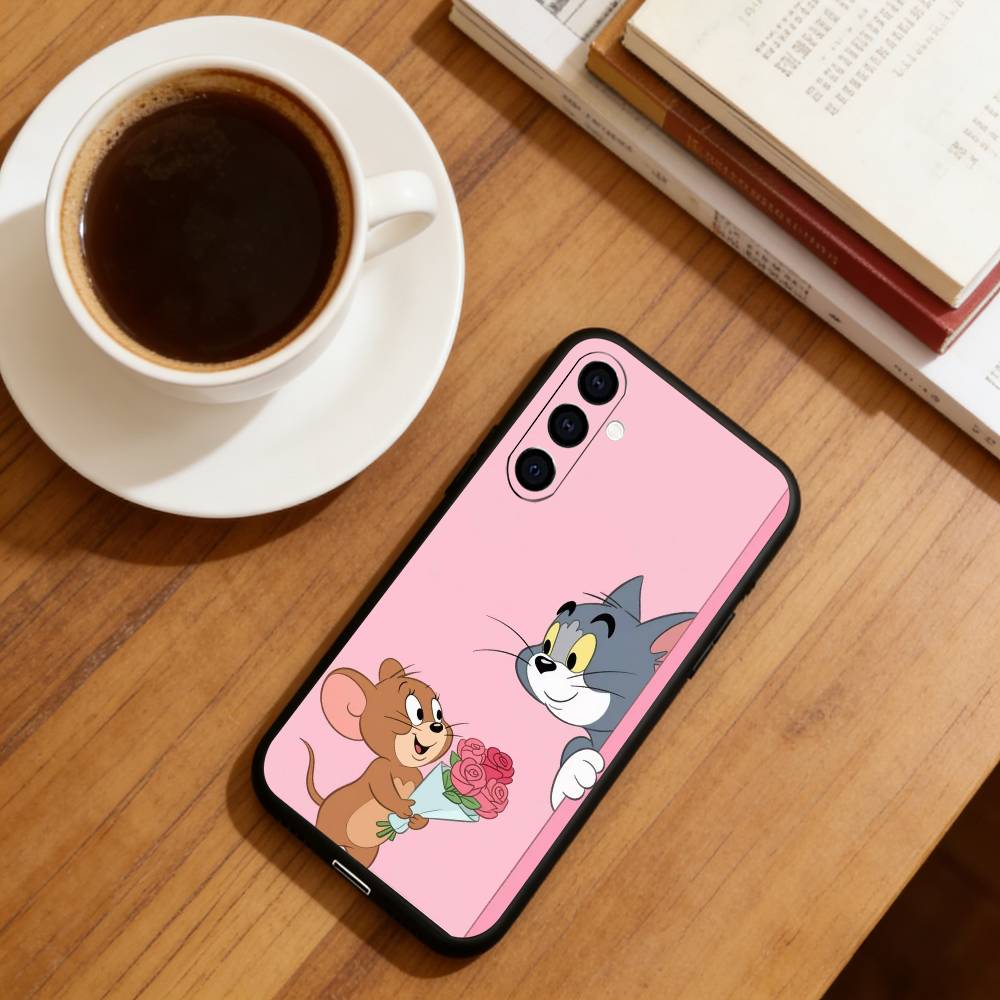C-Cat anb mouse Phone Case For Samsung Galaxy A73,A72,A71,A70,A53,A52,A51,Others Soft Black Cover