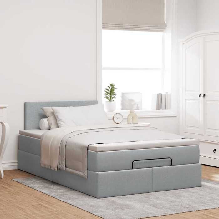 Maison Exclusive - Lit ottoman avec matelas gris clair 120x190 cm tissu