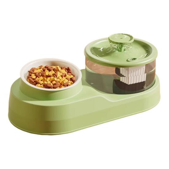 Диспенсер для воды и еды для кошек 2 в 1 Автоматическая кормушка для кошек 1 л Набор из фонтана для воды и миски для еды для кошек, живущих в помещении, и маленьких собак