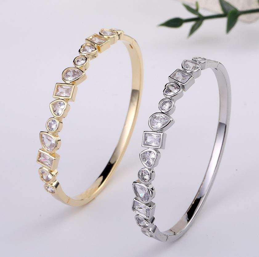 Waterdrop Love Circle Square Zircon Bracelet Female Geometry Square Candy Irregular