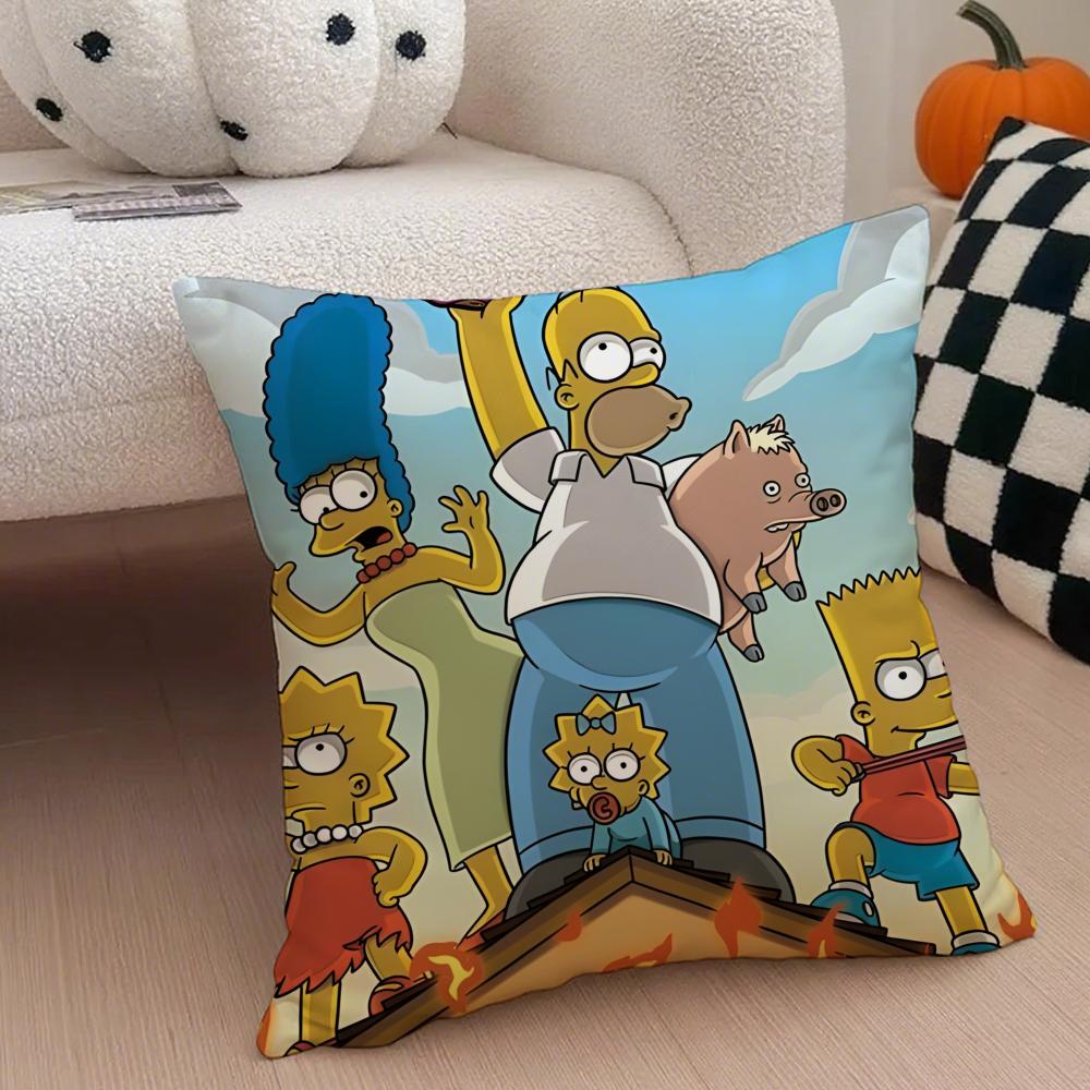 The Ssimpsons Cartoon Sofa Cushion Cover Throw Pillow Cover Hidden Button Durable Polyester Chair Cushion