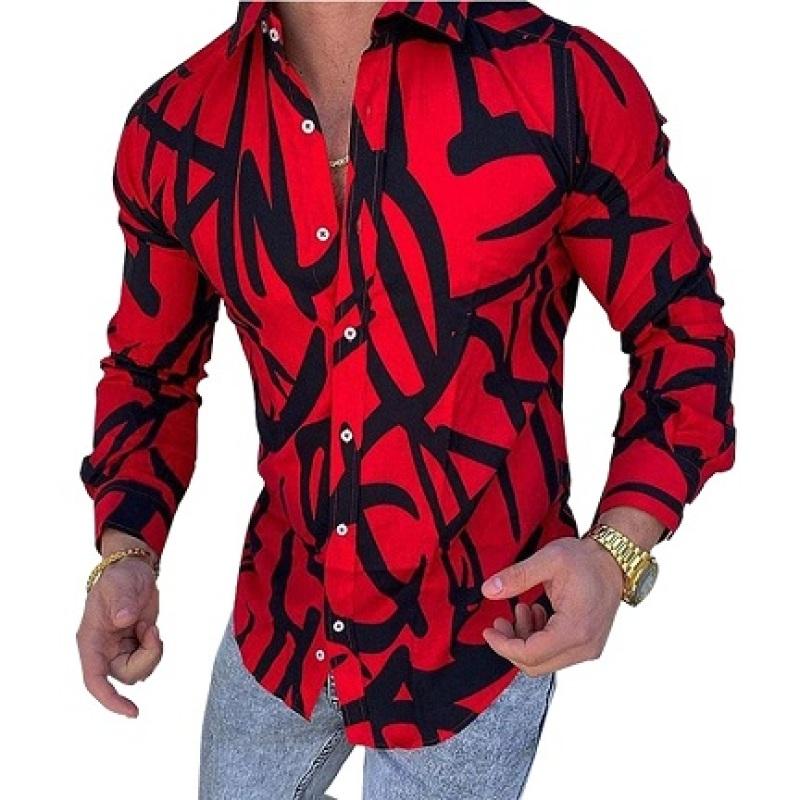 Casual Striped Print Color Trend Color Contrast Design Men's Long Sleeve Shirt