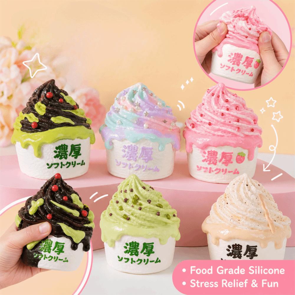 Simulation Ice Cream Squeeze Toy Food-Grade Silicone Slow Rebound Toy Soft Fingertip Toy Christmas