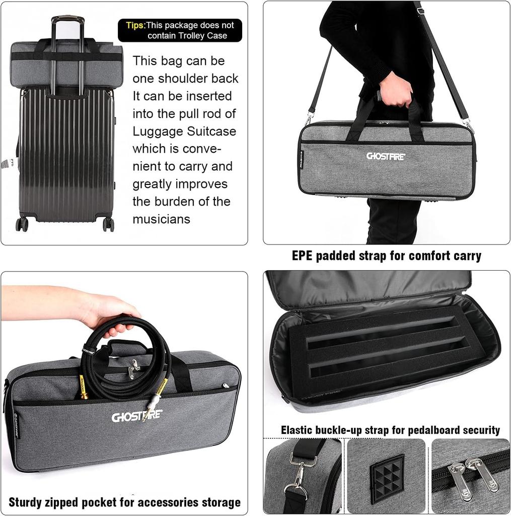GHOSTFIRE Guitar Effector Board Pedal Board Aluminum Alloy Velcro Fastener with Carrying Bag V Series Ultra-lightweight (V-Little20(51X18cm))