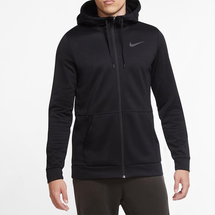 Nike Therma Толстовка с капюшоном на молнии во всю длину Мужская верхняя одежда Черный CU6232-010