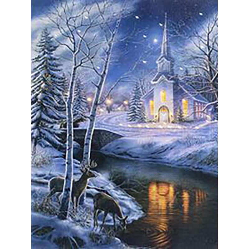 Winter Diamond Cross Painting 5d Stitch Landscape Diamond Embroidery Snow Resin Mosaic Full Layout Home Decor Wall Art Gift