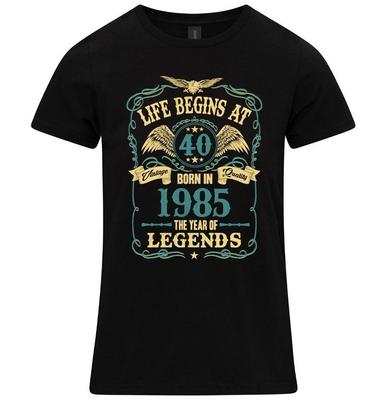 Жизнь начинается в 40 Женская футболка на 40-летие РОДИЛАСЬ 1985 Женский подарок Дочь
