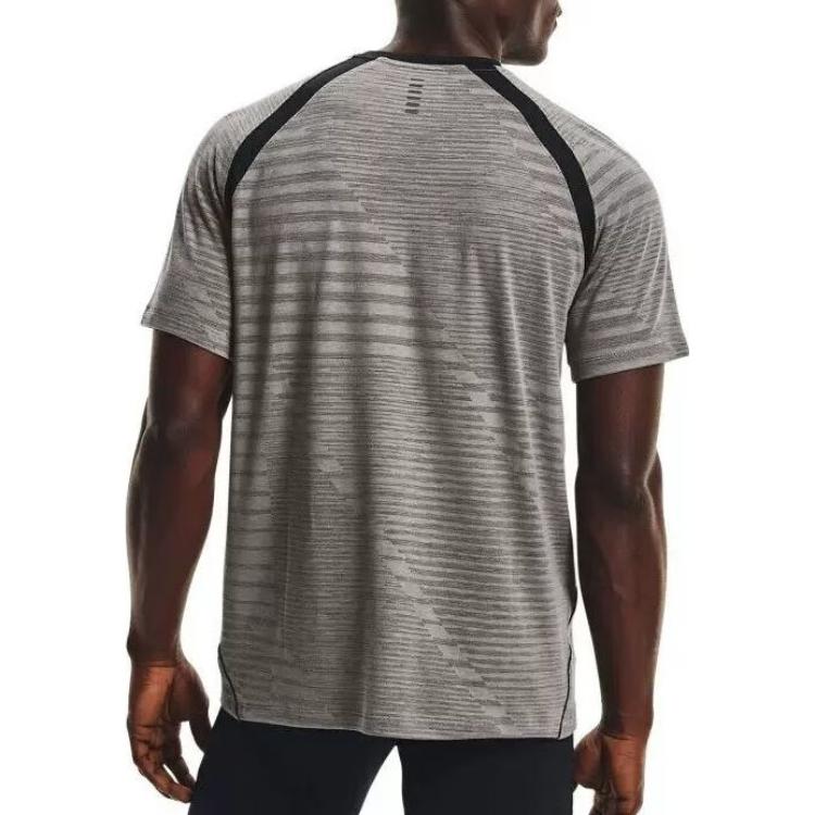 Under Armour Футболка для бега с логотипом, дышащие мужские топы с короткими рукавами, серая 1367535-066