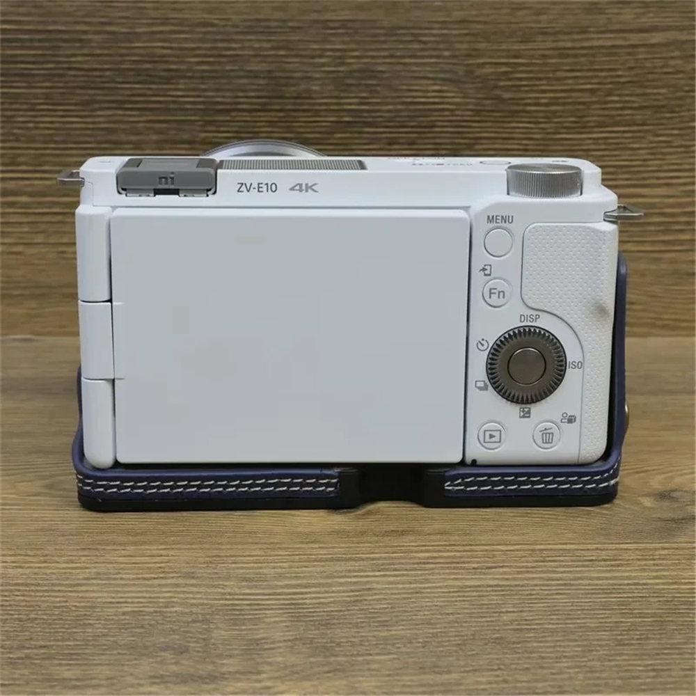 Сумка-чехол для камеры ZVE10 из искусственной кожи, полукорпус, для Sony ZV-E10 ZVE10, нижние чехлы с ремешком на руку