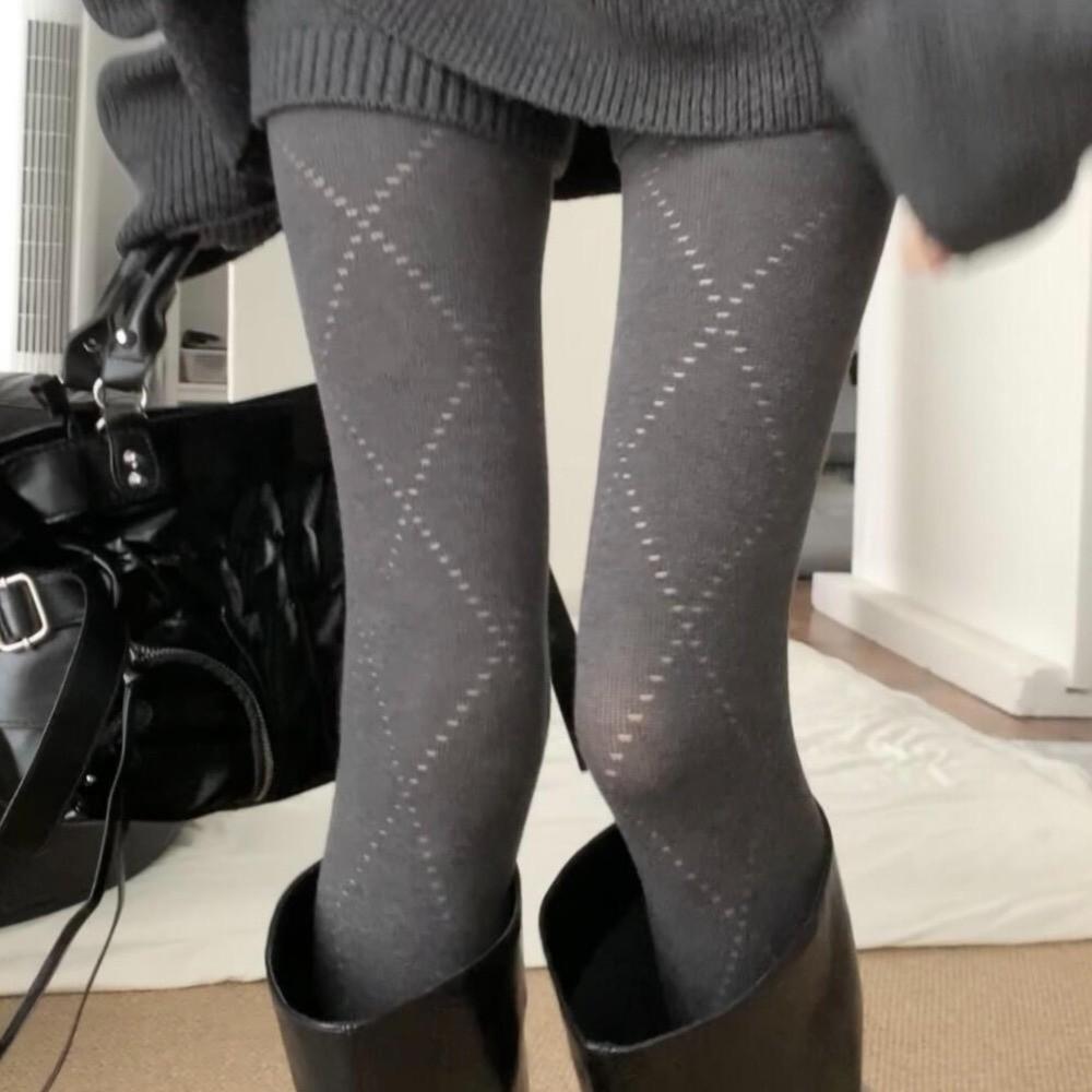 Fashionable Jacquard Knitted Stockings High-elastic Basic Pantyhose Thermal Leggings Daily Wear