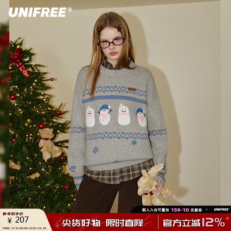 unifree Women's Snowman Pullover Sweater