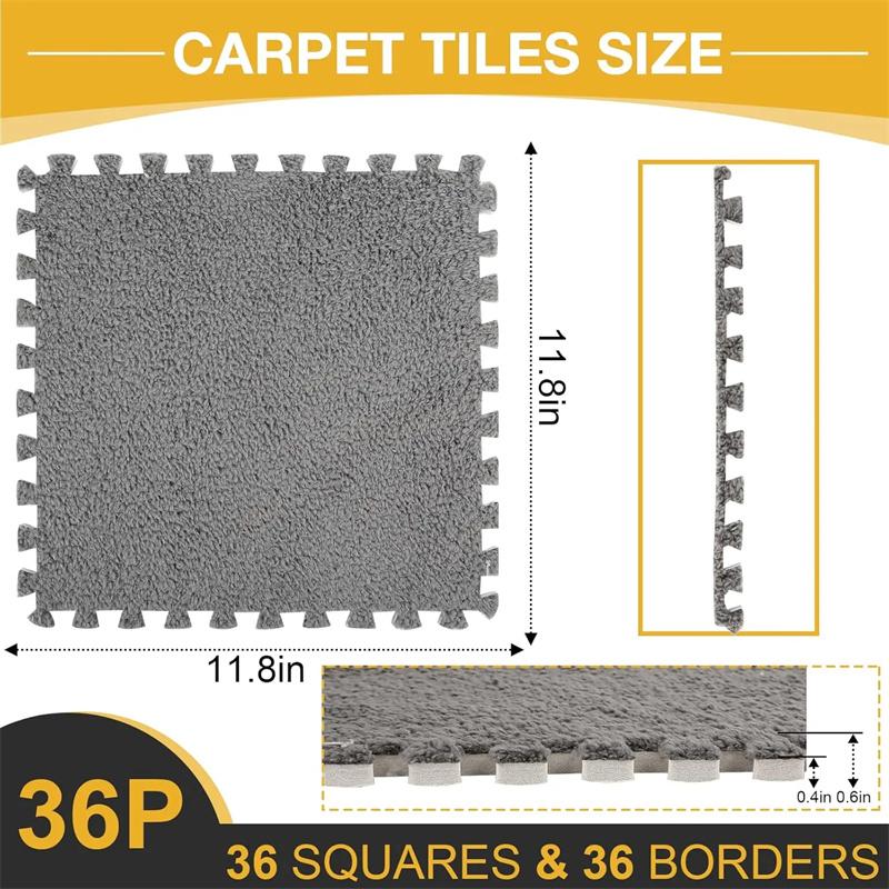 Мягкий плюшевый детский коврик Babe Toys Коврик-пазл из пены ЭВА Теплый детский игровой коврик Соединяющиеся коврики Ковер для младенца 30*30*1,2 см