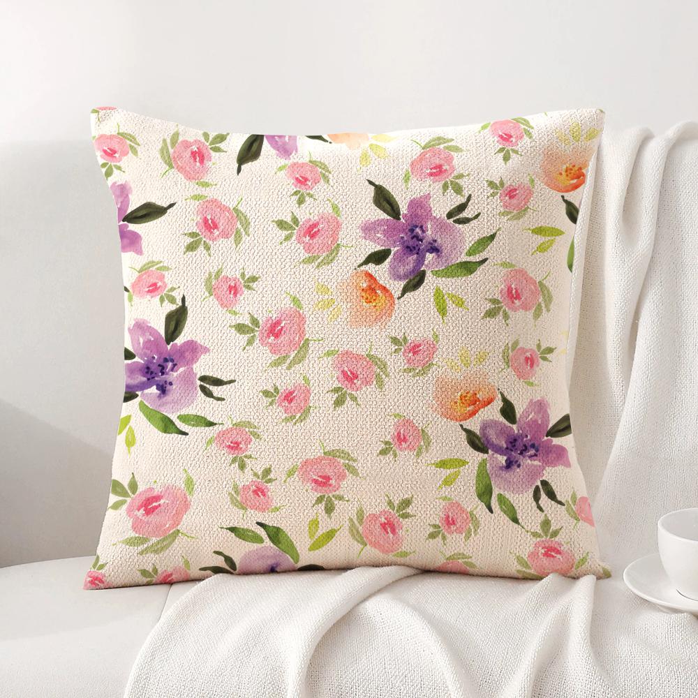 Modern minimalist floral Art Cushion Cover Natural Linen Organic Fabric DoubleSided Printing Sofa Home Decor Gift Pillow Cover