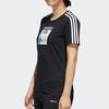 Adidas Нео-полосатая футболка обычного кроя с круглым вырезом и надписью, женские топы, черные FP7324