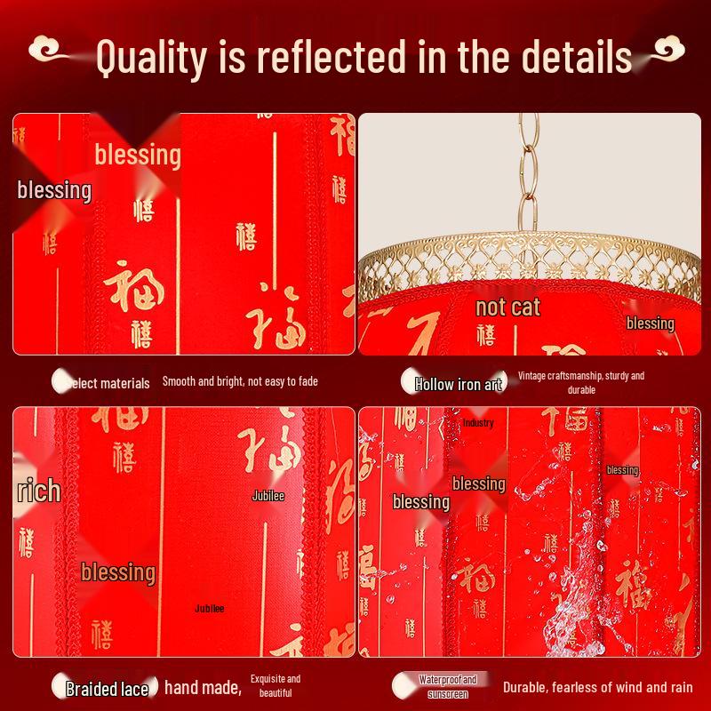 2025 Outdoor Ancient-Style Sheepskin Chandelier Lantern for Courtyard & Front Door Spring Festival Decoration