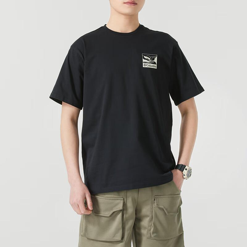 Columbia T-Shirts Men's Black Crew Neck Moderate Straight Fit AE5592-003