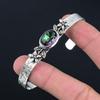 Halloween Deal Rainbow Mystic Topaz Stone 925 Silver Flower Wife Bangle Bracelet